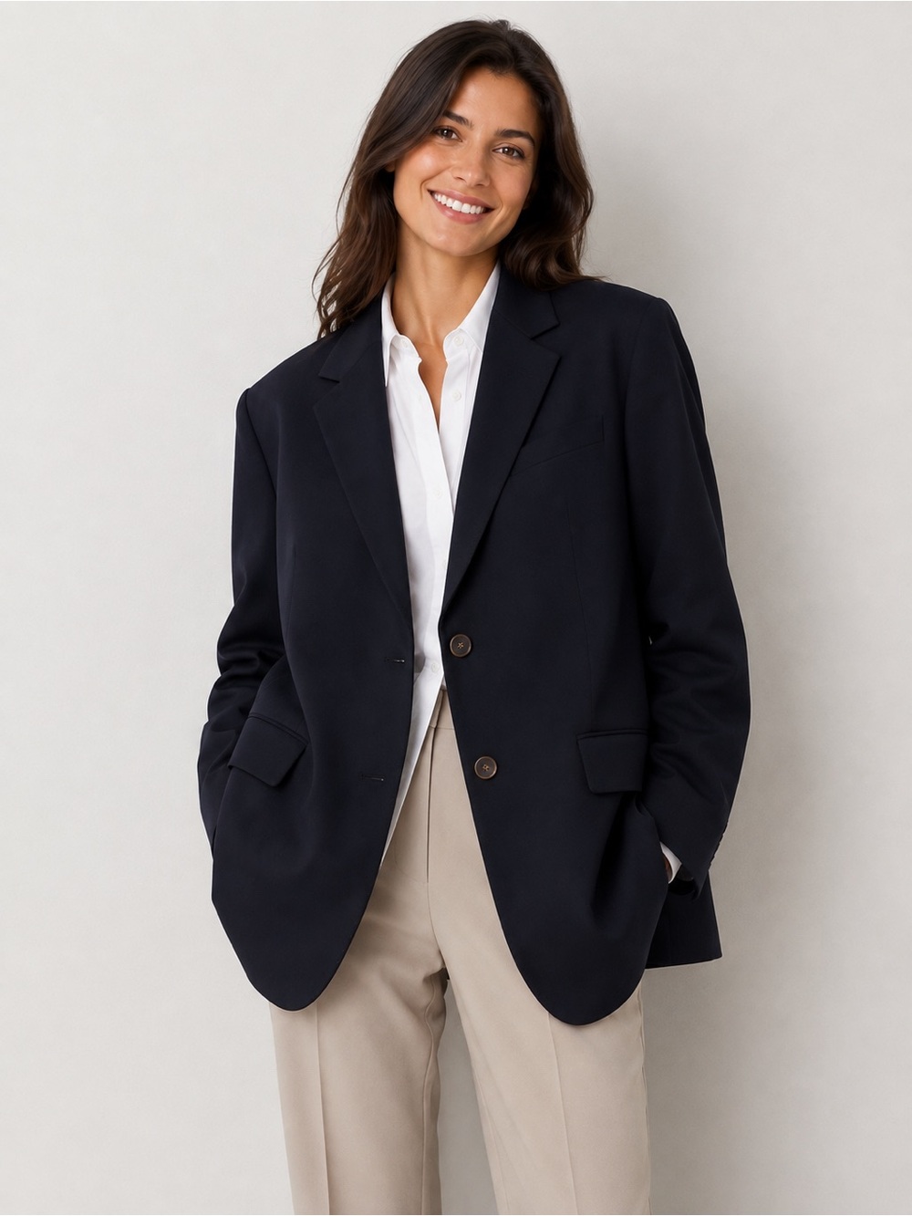 Lafayette 148 New York Pointed Lapel Wool Silk Blazer Women's Large Black